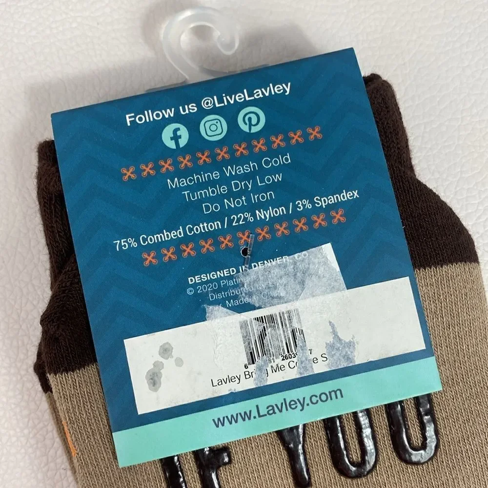 Lavley Novelty Bring Me Some Coffee Socks NWT Funny